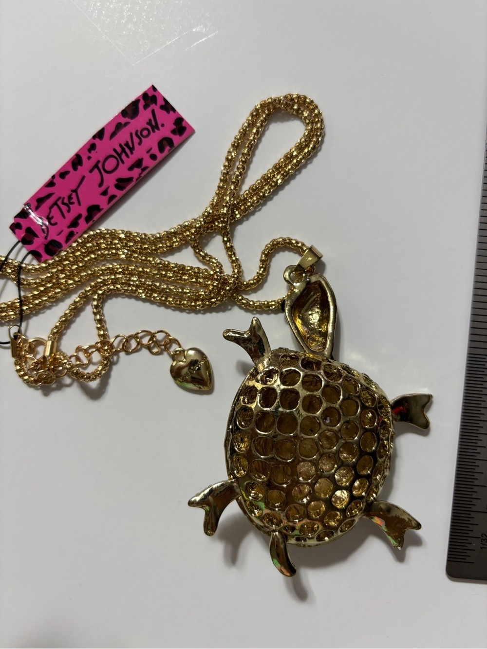 Betsey Johnson Gold-Tone Turtle Necklace with Multicolor Gemstones - Picture 4 of 6